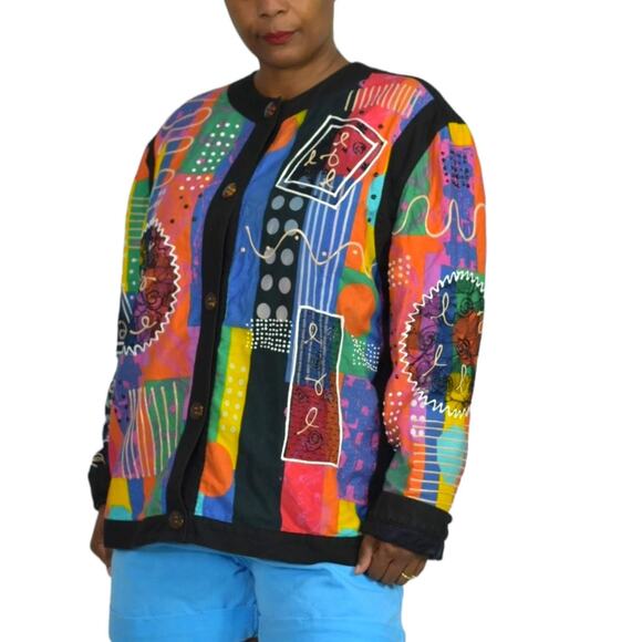 Gene Ewing Bis Jacket Puffy Paint Lace Avant Garde Wearable Art Vintage Medium - Picture 11 of 14